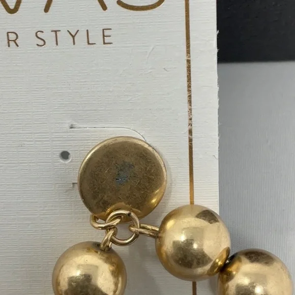 NWT Canvas yellow gold tone dangle earrings - Picture 3 of 5